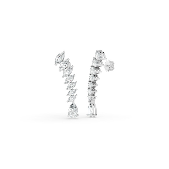5.74 CTW 14K White Gold Diamond Climber Earrings - Picture 1 of 3